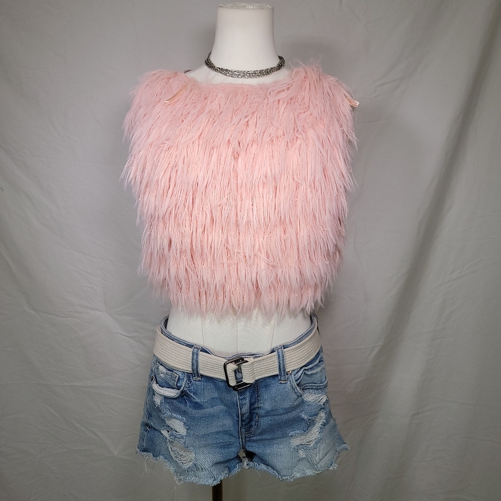 Avec Les Filles Pink Feather Vest, Size XS